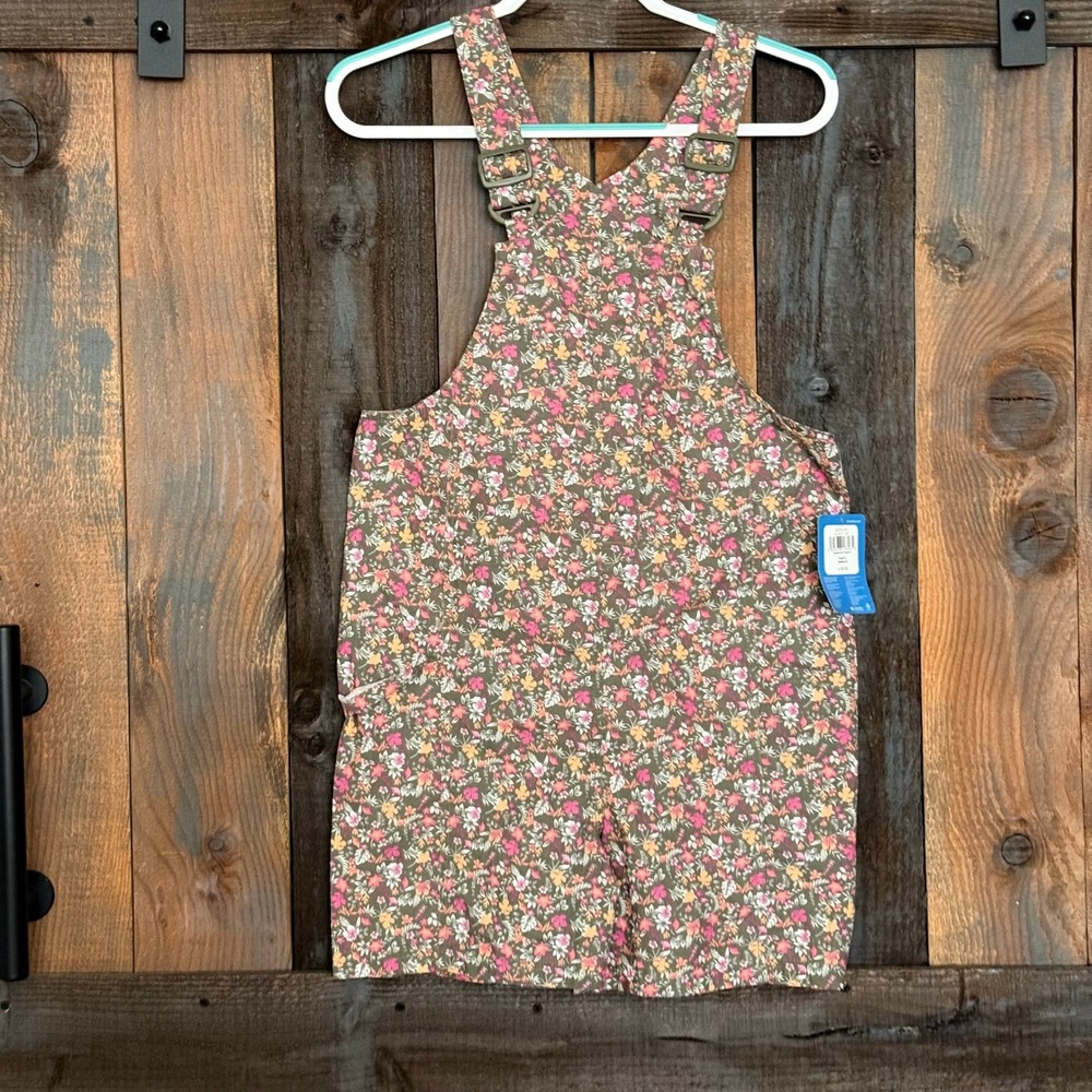 Columbia Girls Washed Out Playsuit Floral Romper Overalls Youth L 14-16